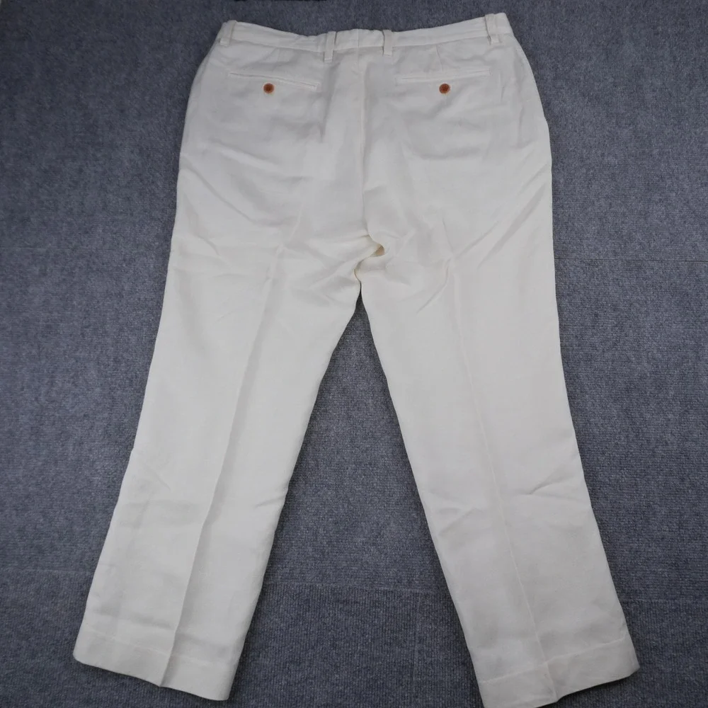 Tommy Bahama Dress Pants Mens 35x32 Off White Linen Lyocell Blend Straight Leg
